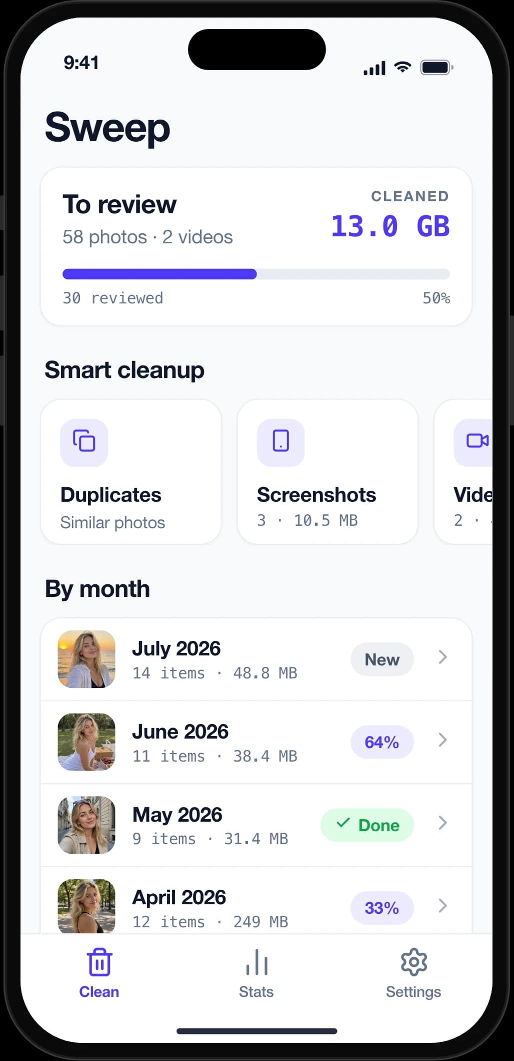 Sweep app screenshot